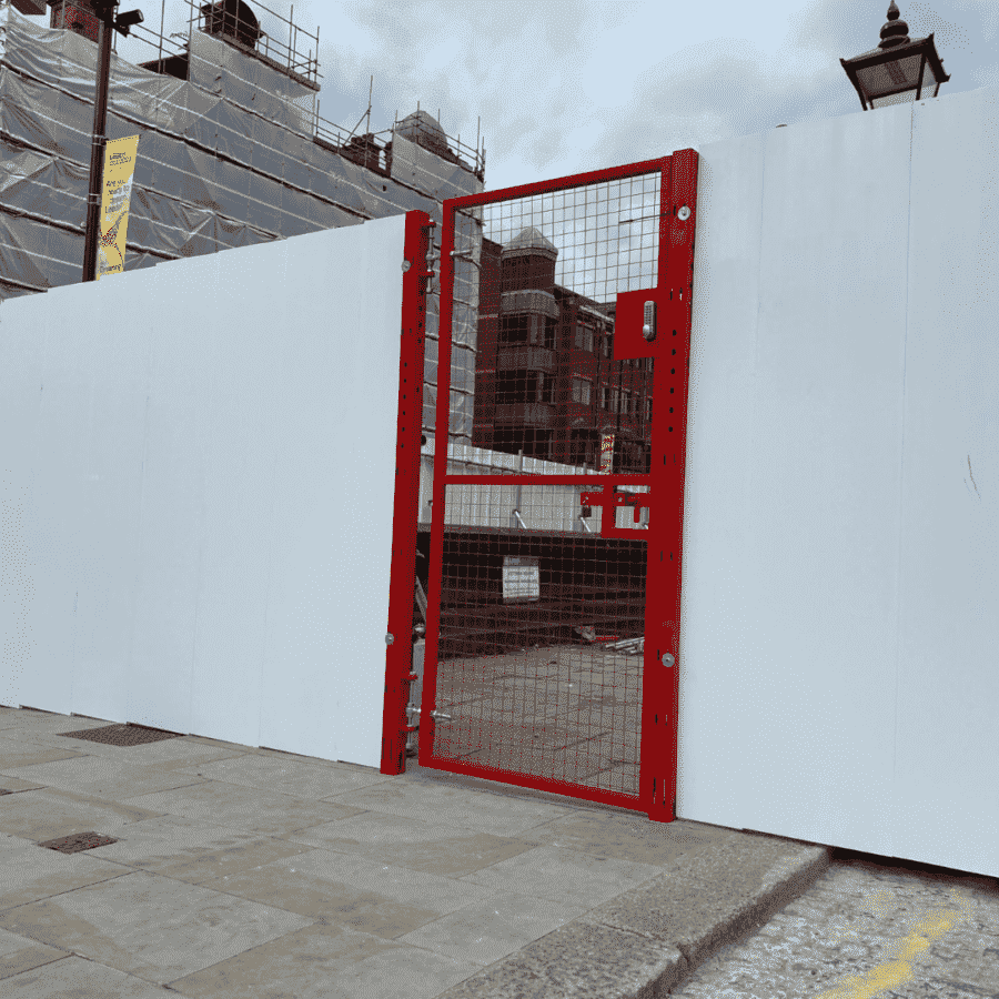 Red Security fence door