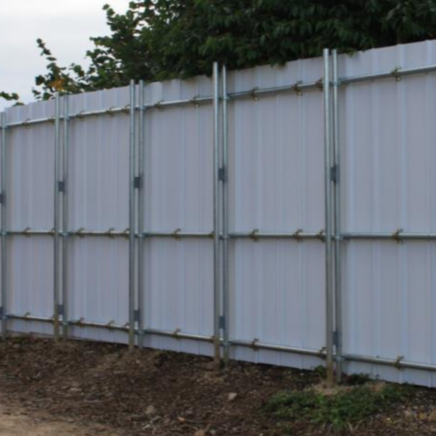 View from behind blok n mesh security fencing